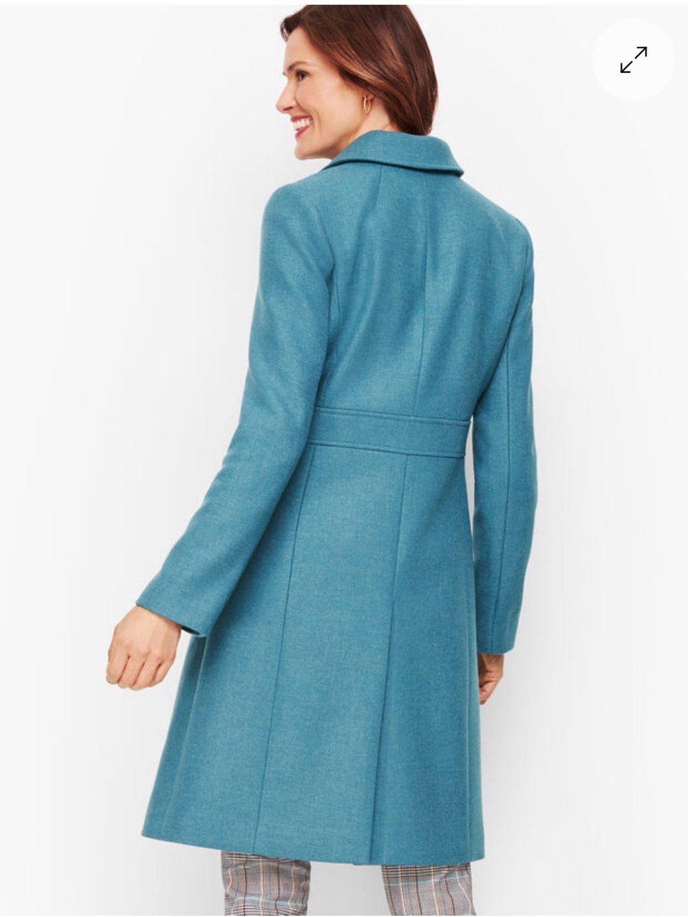 Talbots Blue Wool Blend Collared Button Mid-Length Pea Coat Sz 12 Petite - Picture 2 of 11